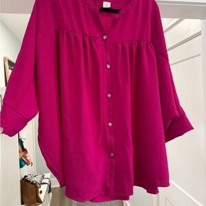 Sew In Love Fuchsia Button Down Shirt